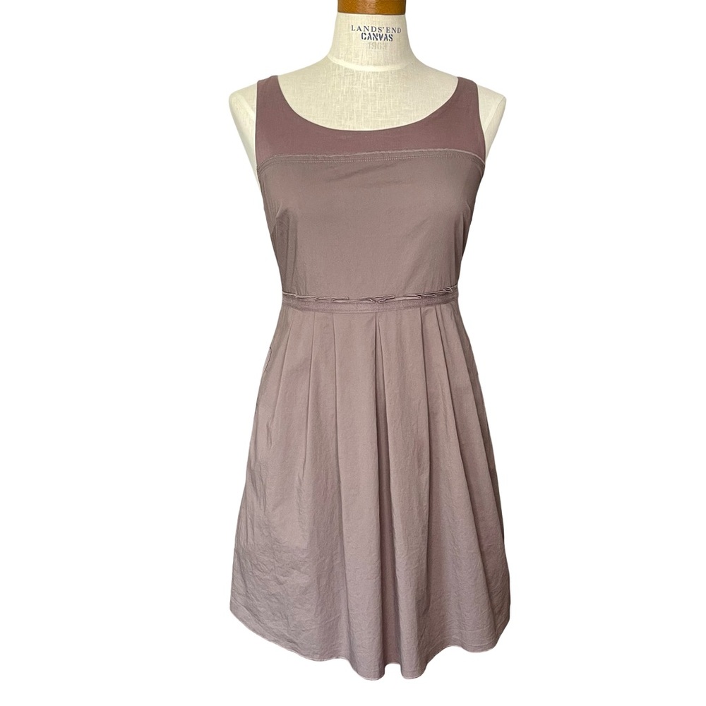 Martin & Osa Dusty Purple Pleated A-Line Sleeveless Tank Dress Slash Pockets Sz4